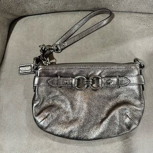 Coach Silver Clutch with Decorative Strap